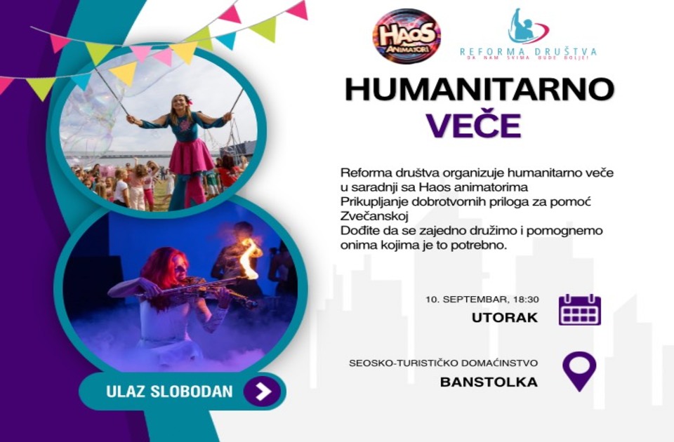 Banstol: Humanitarno veče za Zvečansku